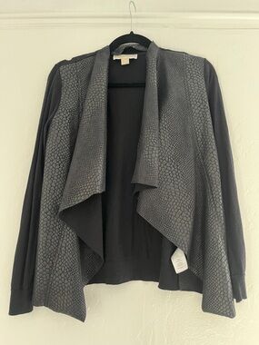 Michael Kors Black Open-Front Women's Draped Cardigan Sweater